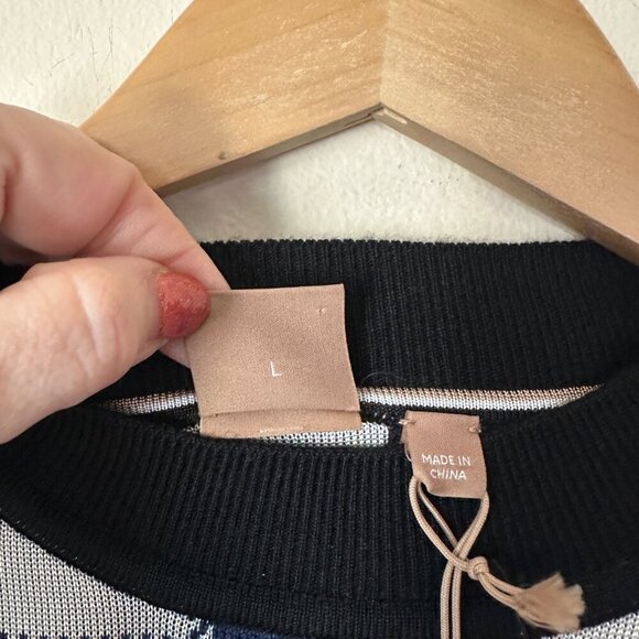 Hugo Boss Fiametta Checker Sweater Womens Size L Drop Shoulder Crewneck Wool - Picture 10 of 13